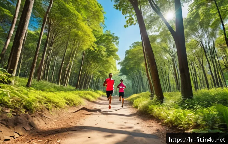 헬스트레이너 PT 이벤트 아이디어 - A vibrant outdoor trail running scene featuring diverse Indian adults jogging energetically through ...